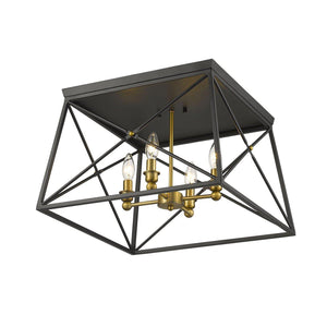 Trestle Flush Mount Matte Black + Olde Brass