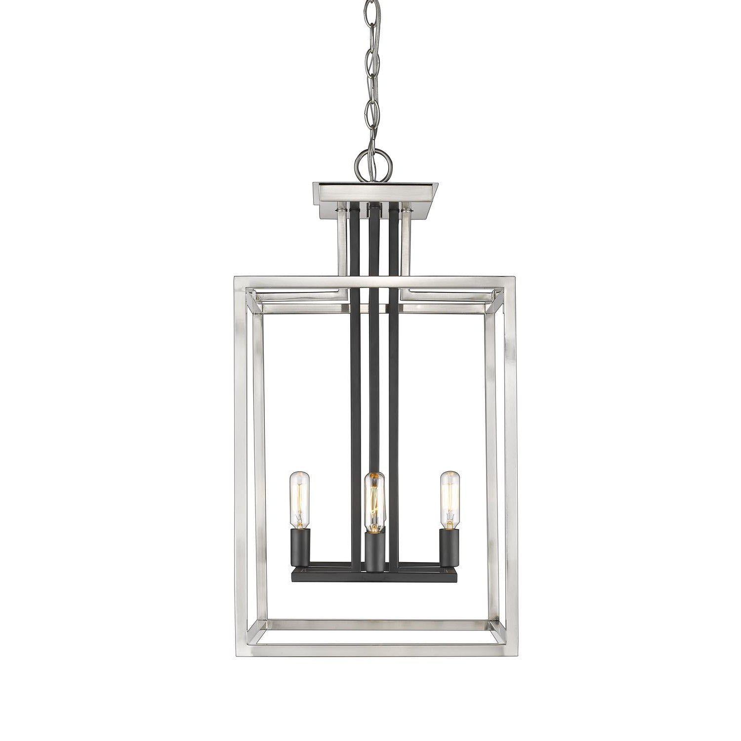 Quadra Chandelier Brushed Nickel + Black