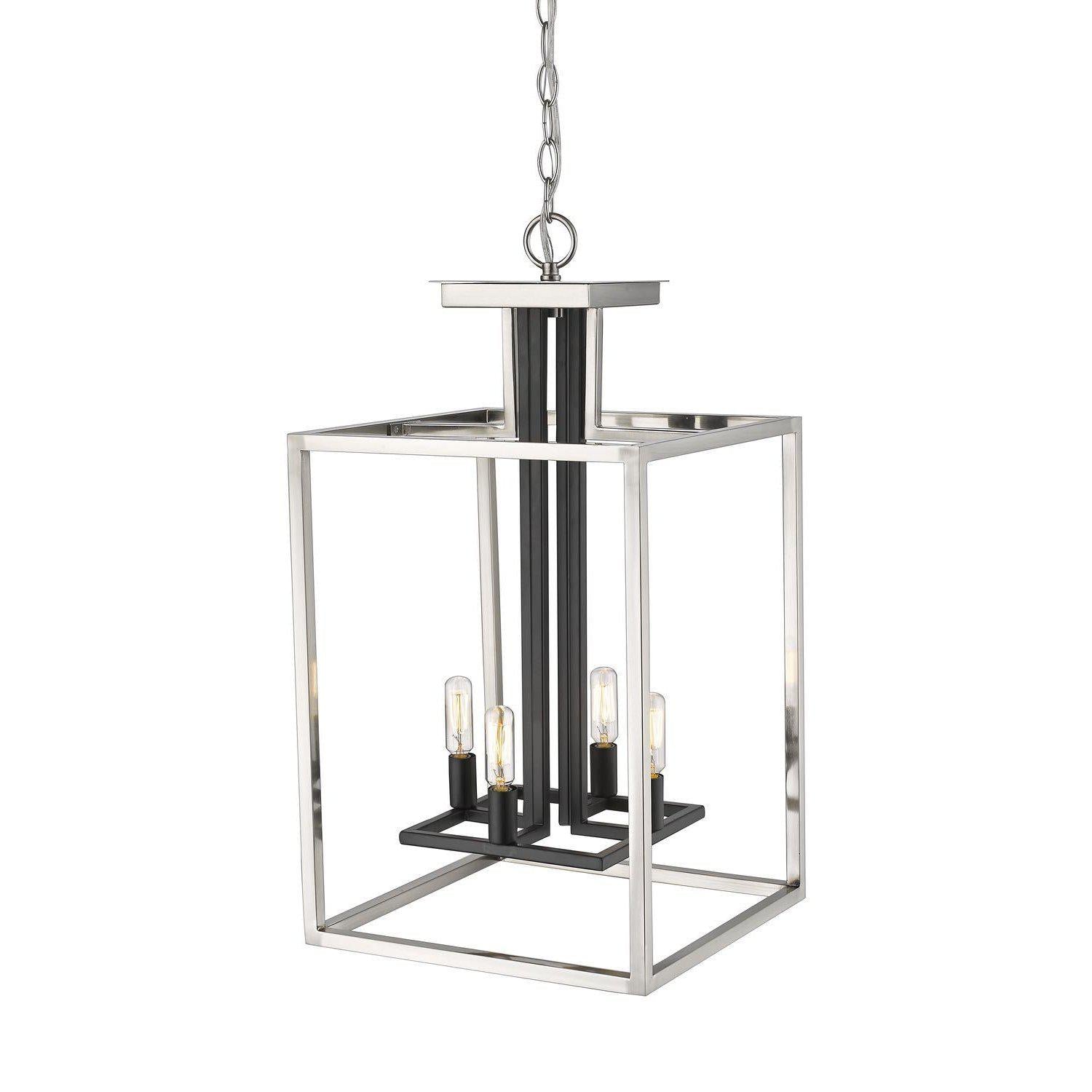 Quadra Chandelier Brushed Nickel + Black