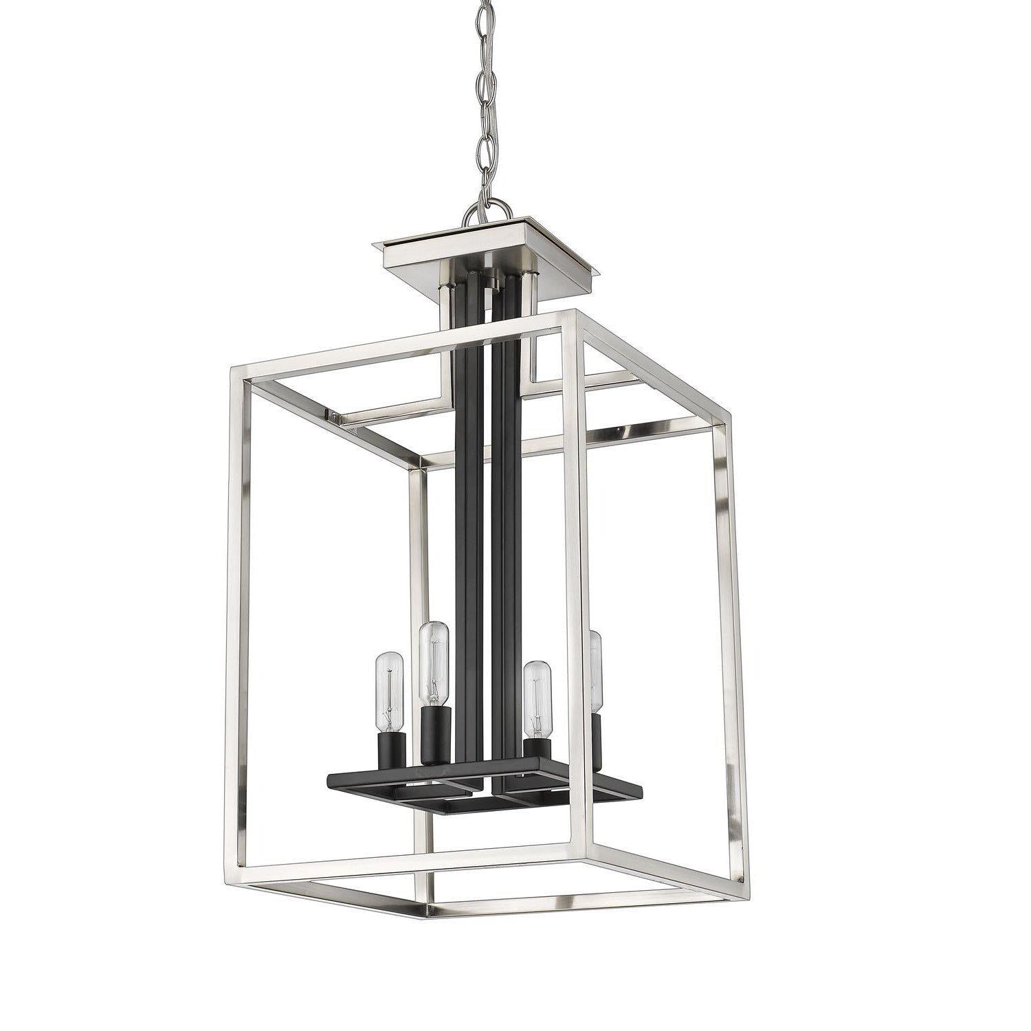 Quadra Chandelier Brushed Nickel + Black