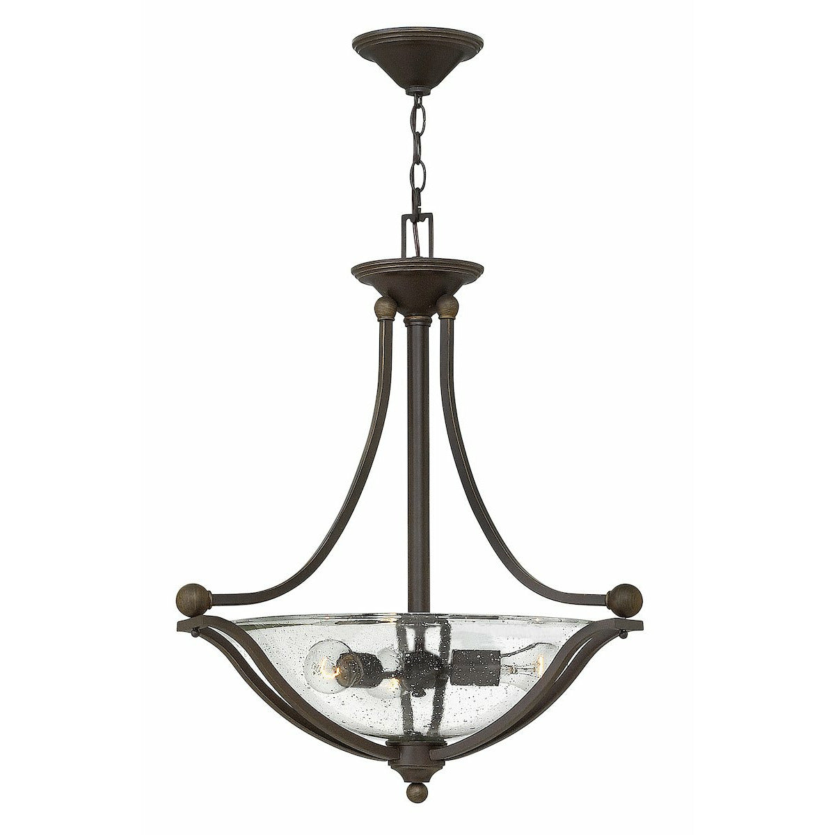 Bolla Pendant Olde Bronze with Clear Seedy glass