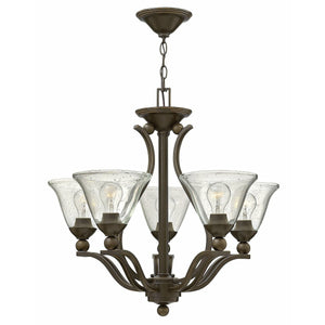 Bolla Chandelier Olde Bronze with Clear Seedy glass