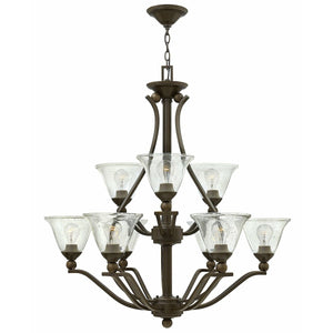 Bolla Chandelier Olde Bronze with Clear Seedy glass