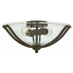 Bolla Flush Mount Olde Bronze with Clear Seedy glass