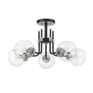 Parsons Semi Flush Mount Matte Black + Brushed Nickel