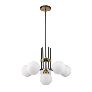 Parsons Chandelier Matte Black + Olde Brass