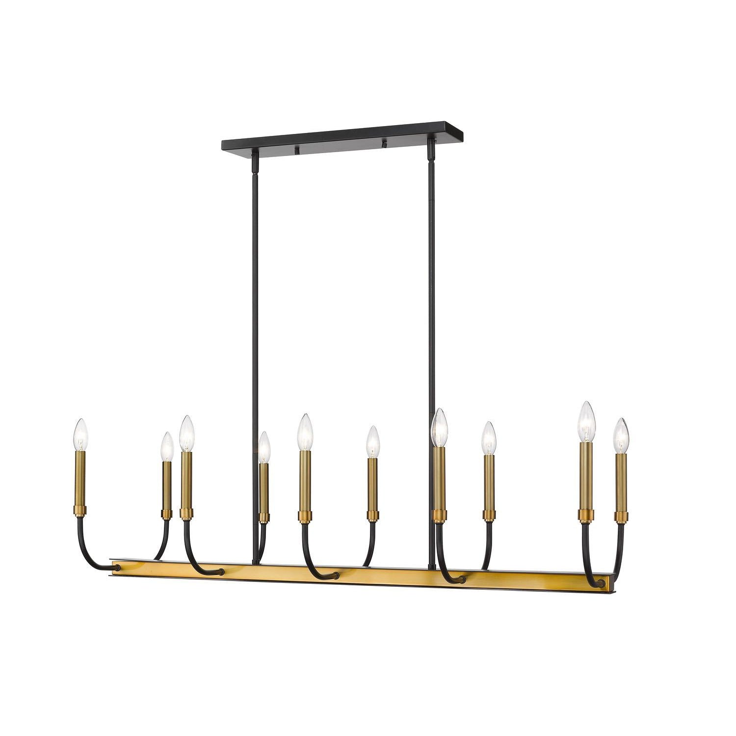 Haylie Linear Suspension Matte Black + Olde Brass