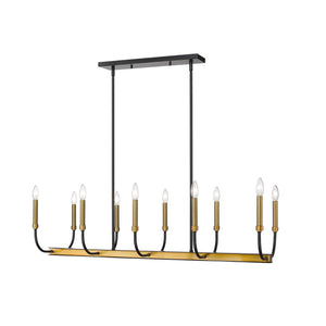 Haylie Linear Suspension Matte Black + Olde Brass