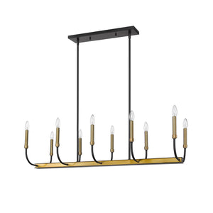 Haylie Linear Suspension Matte Black + Olde Brass