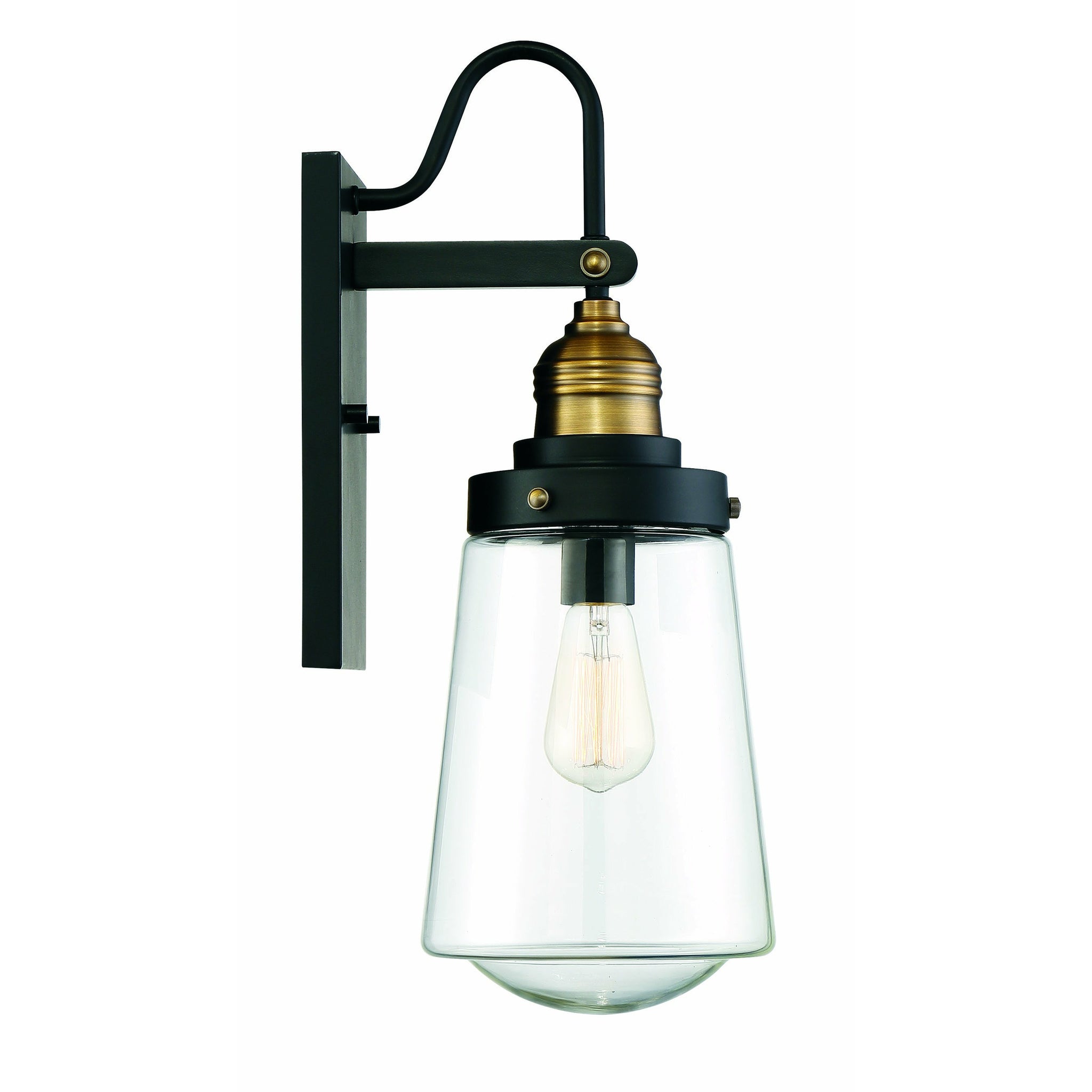 Macauley Outdoor Wall Light Vintage Black with Warm Brass