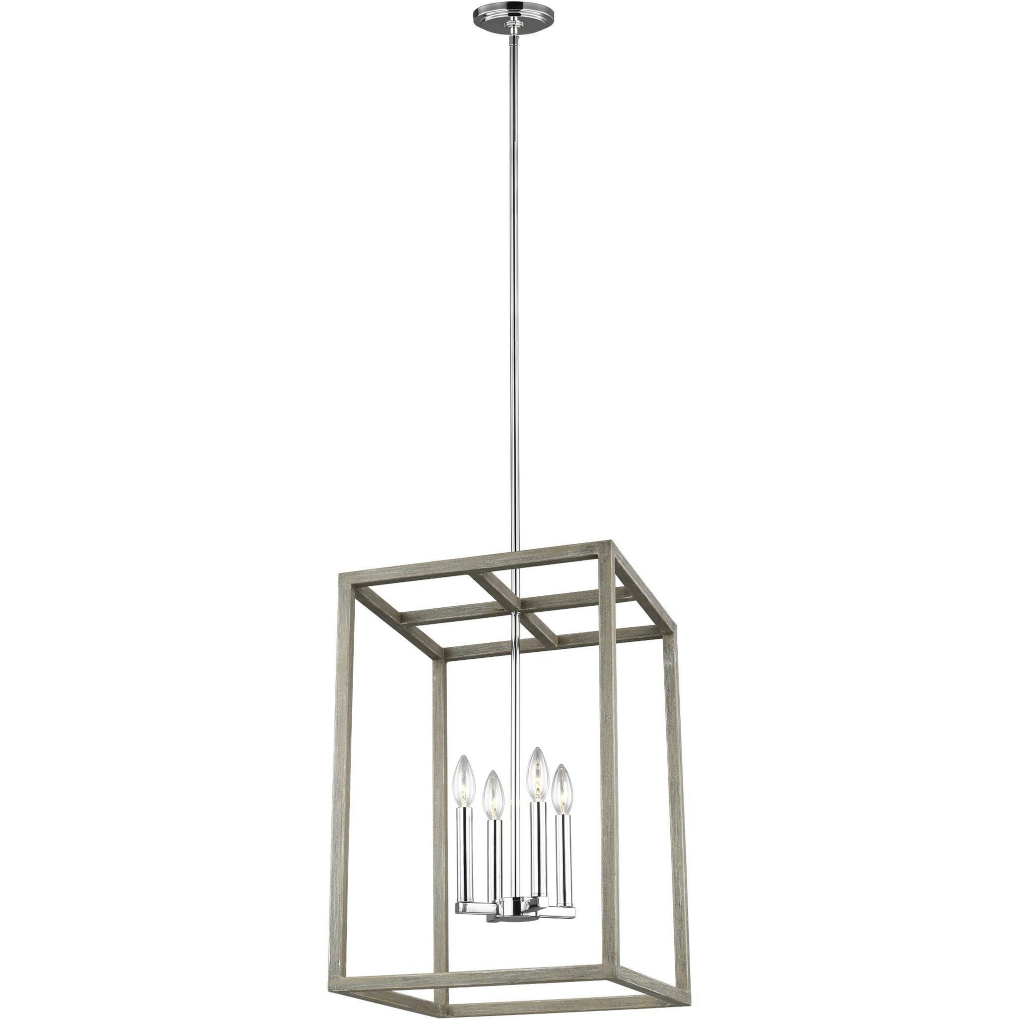 Moffet Street Pendant Washed Pine / Chrome