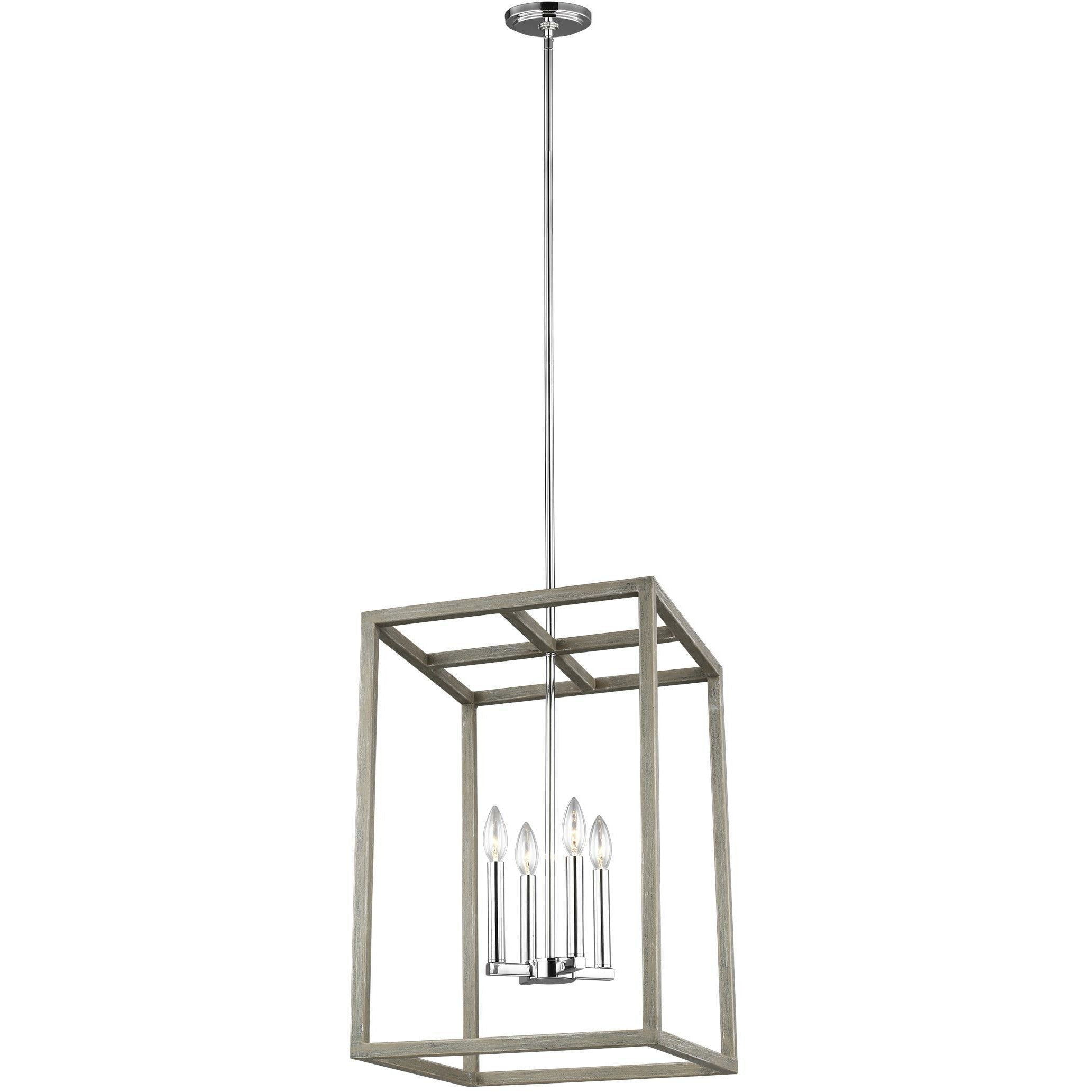 Moffet Street Pendant Washed Pine / Chrome