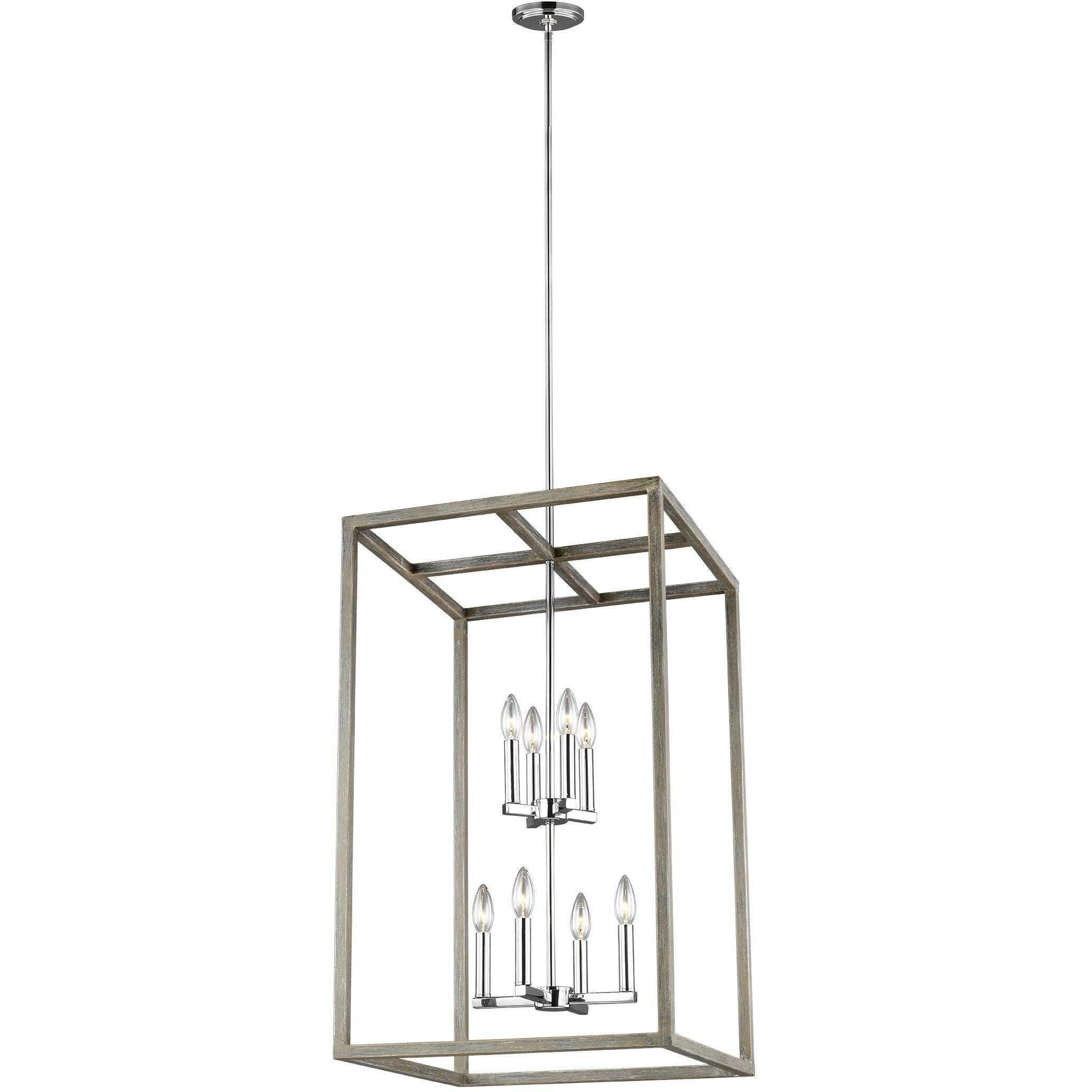 Moffet Street Pendant Washed Pine / Chrome