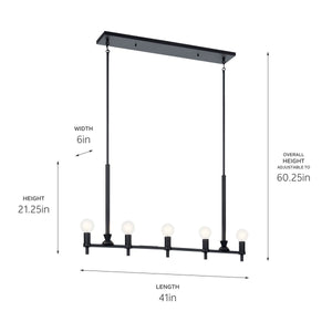 Torvee 42" 5-Light Linear Suspension