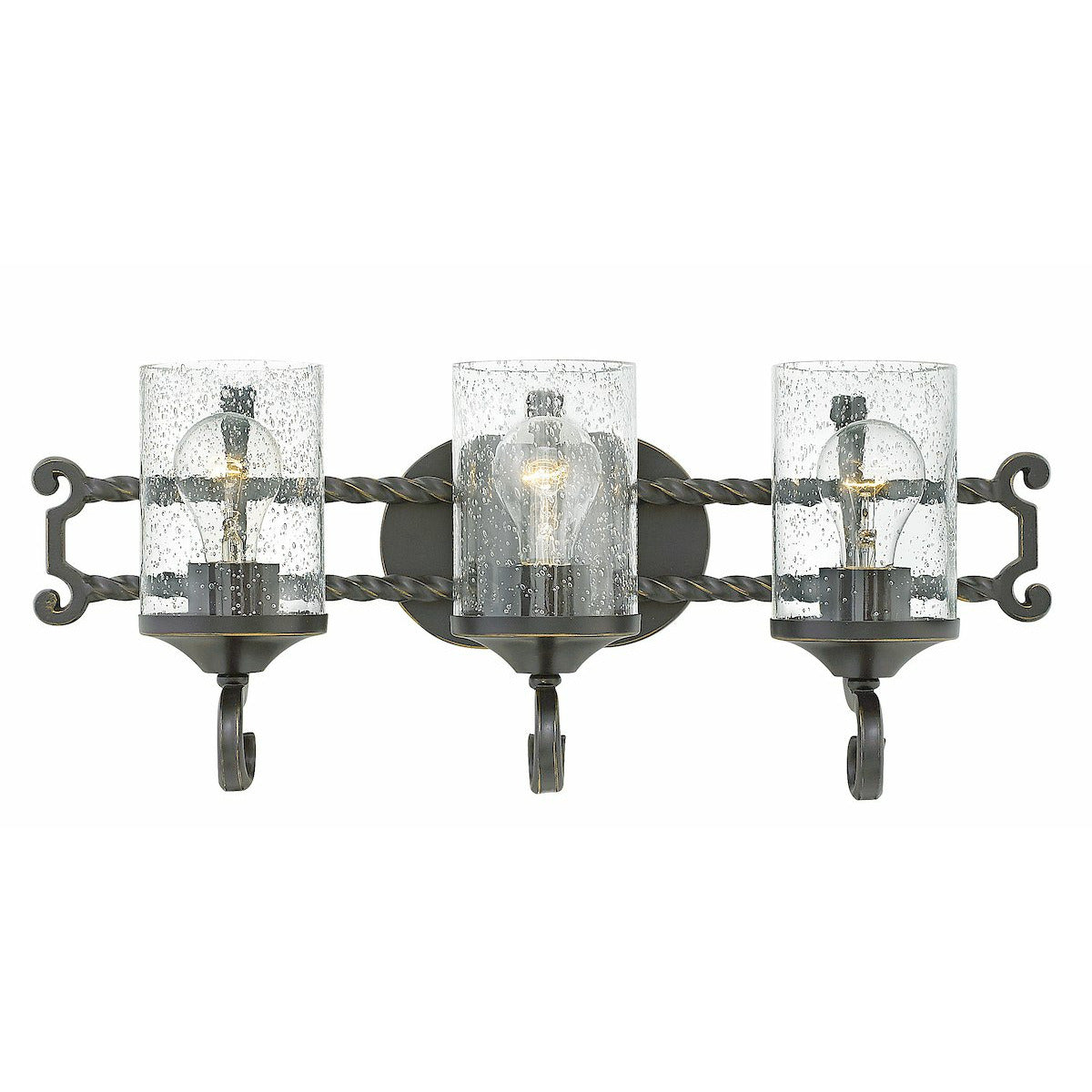 Casa Vanity Light Olde Black with Clear Seedy glass
