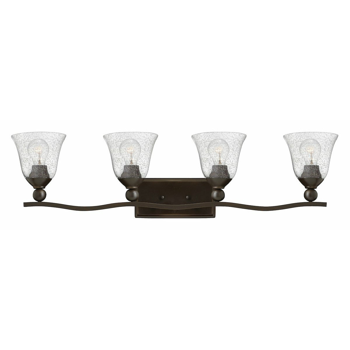Bolla Vanity Light Olde Bronze with Clear Seedy glass