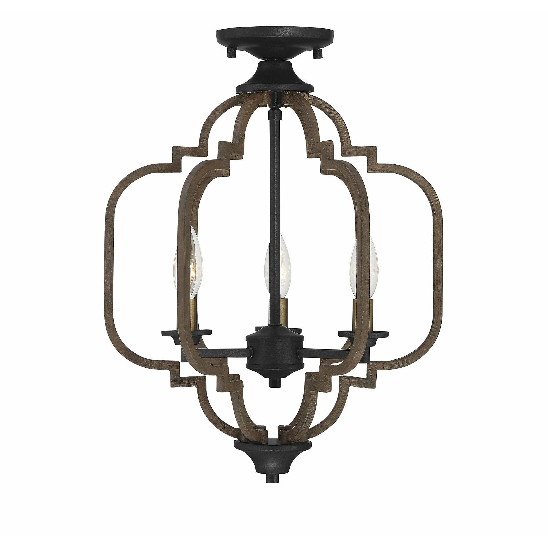 Westwood Semi Flush Mount Barrelwood w/ Brass Accents