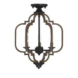 Westwood Semi Flush Mount Barrelwood w/ Brass Accents