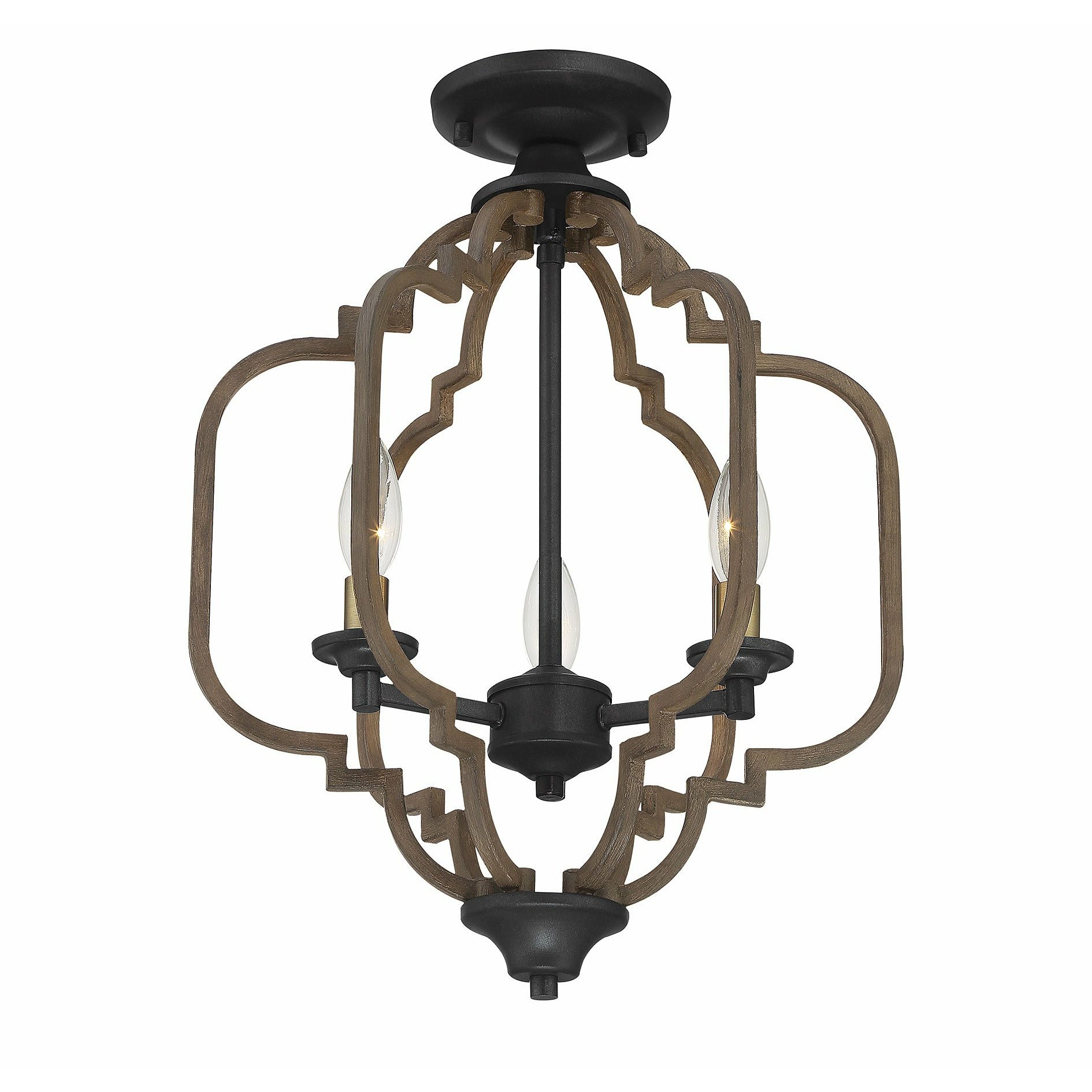 Westwood Semi Flush Mount Barrelwood w/ Brass Accents