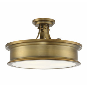 Watkins Semi Flush Mount Warm Brass