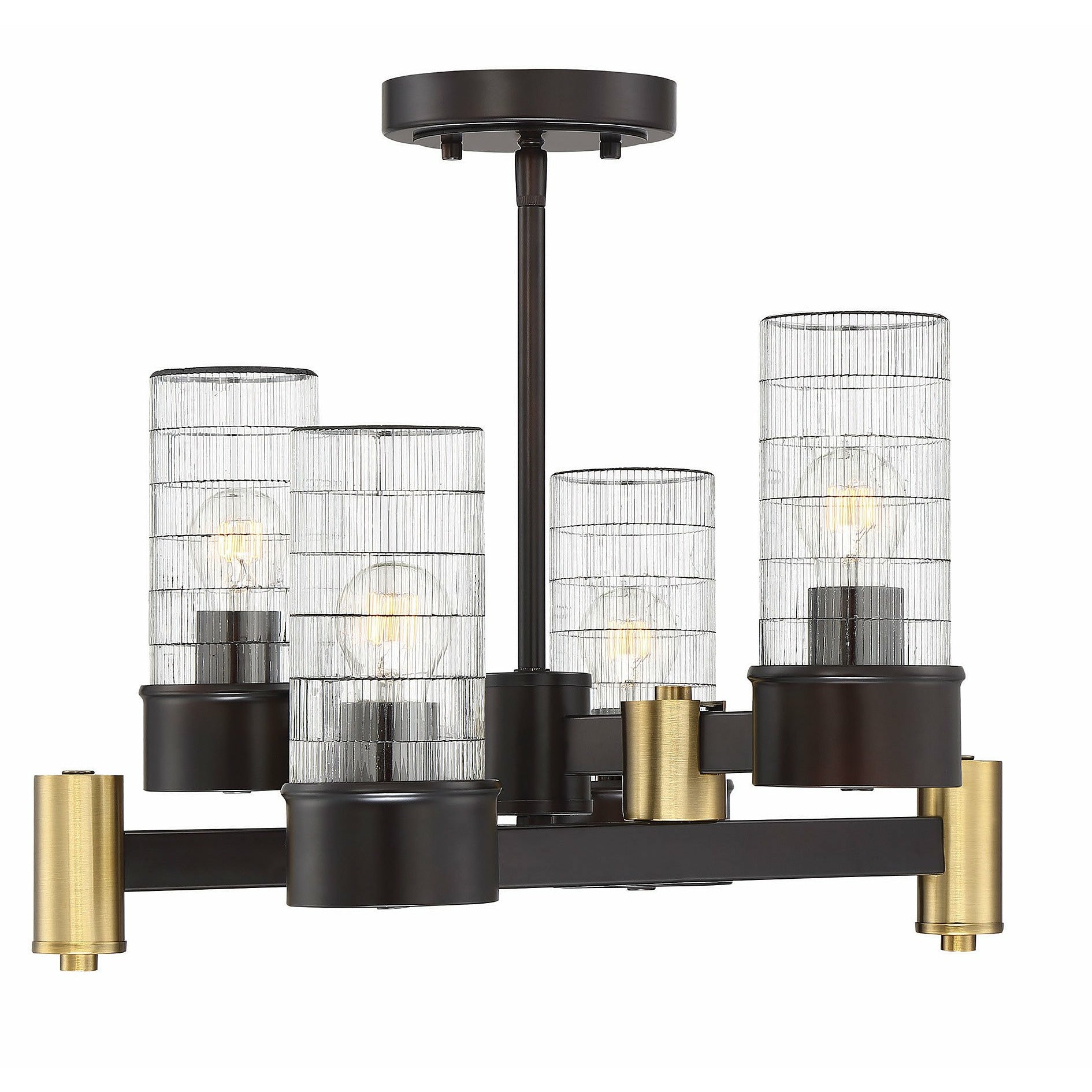 Bunker Semi Flush Mount English Bronze and Warm Brass