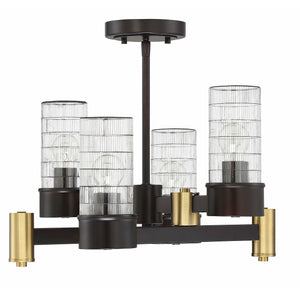 Bunker Semi Flush Mount English Bronze and Warm Brass