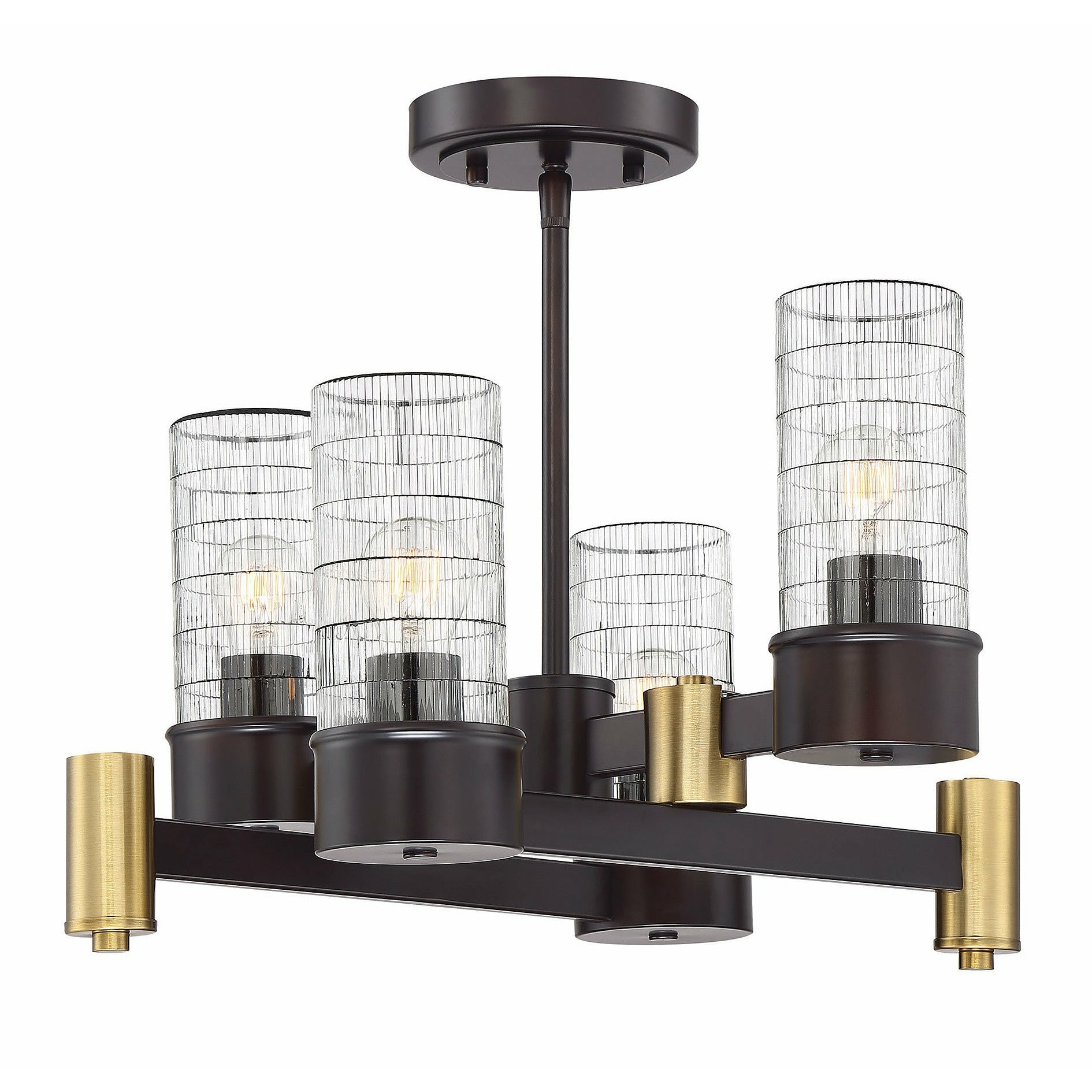 Bunker Semi Flush Mount English Bronze and Warm Brass