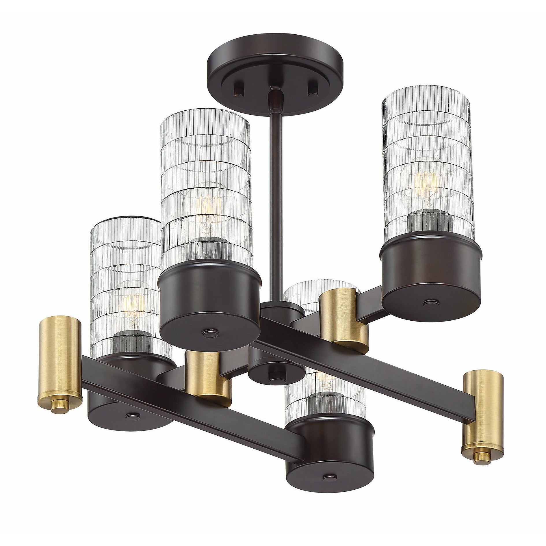 Bunker Semi Flush Mount English Bronze and Warm Brass