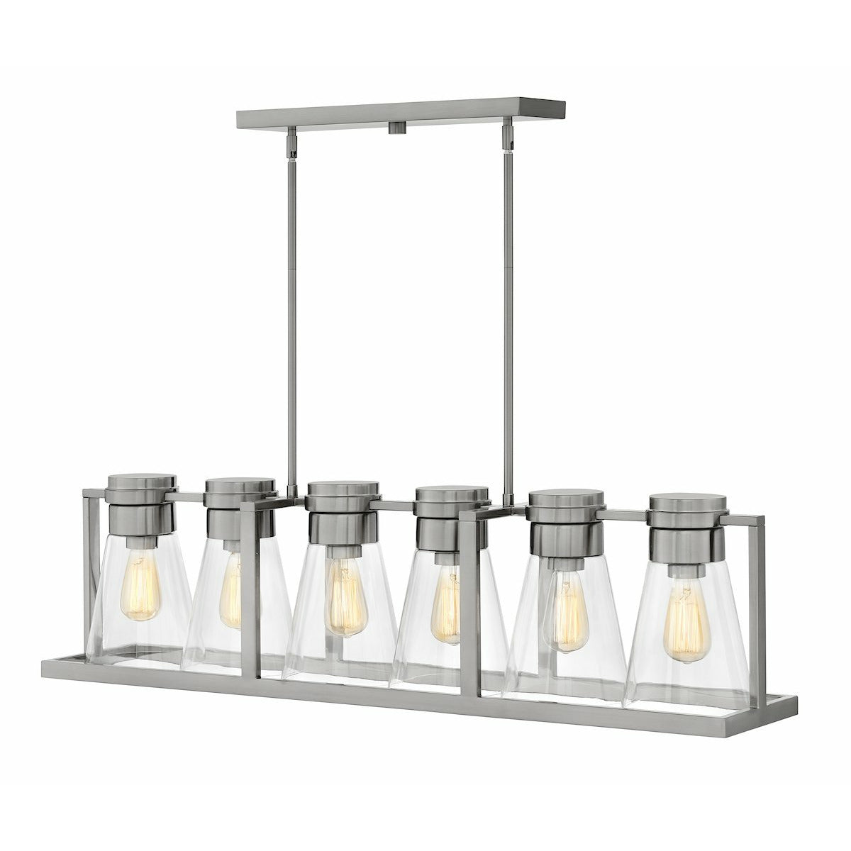 Refinery Linear Suspension Brushed Nickel with Clear glass