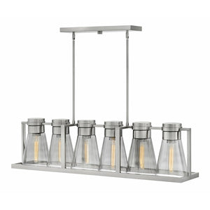 Refinery Linear Suspension Brushed Nickel with Smoked glass