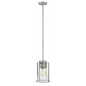 Refinery Pendant Brushed Nickel with Clear glass