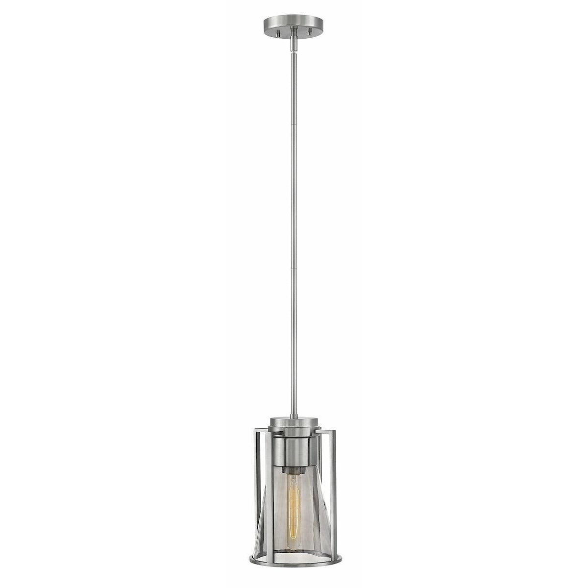 Refinery Pendant Brushed Nickel with Smoked glass