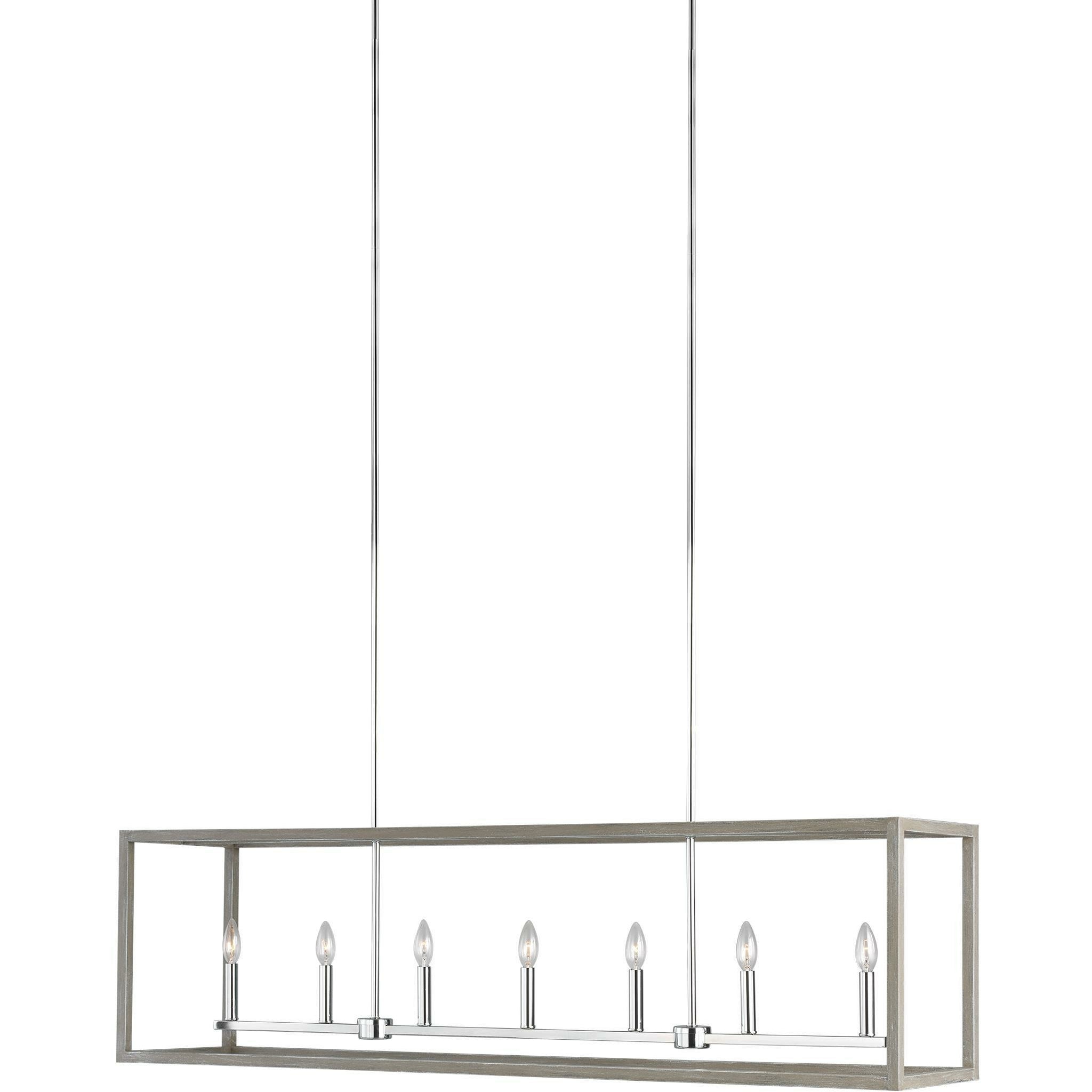 Moffet Street Linear Suspension Washed Pine / Chrome