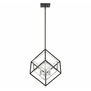 Dexter Pendant Matte Black with Polished Chrome Accents