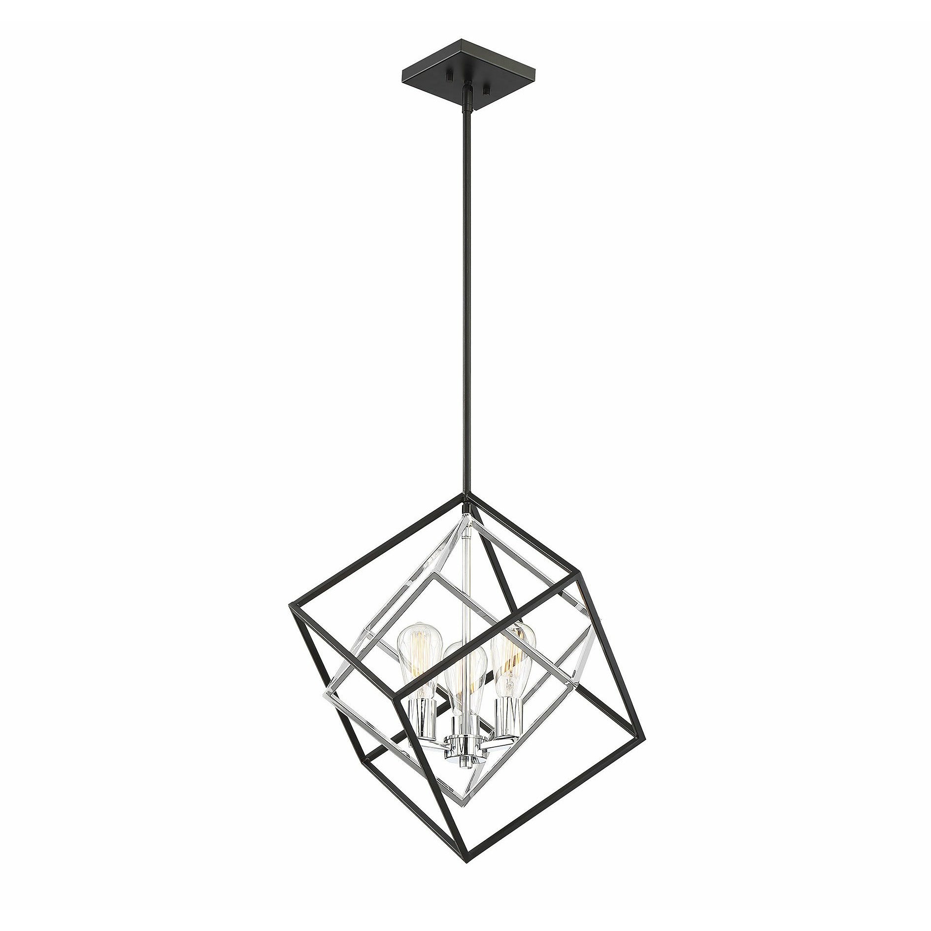 Dexter Pendant Matte Black with Polished Chrome Accents