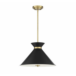 Lamar Pendant Black with Warm Brass Accents