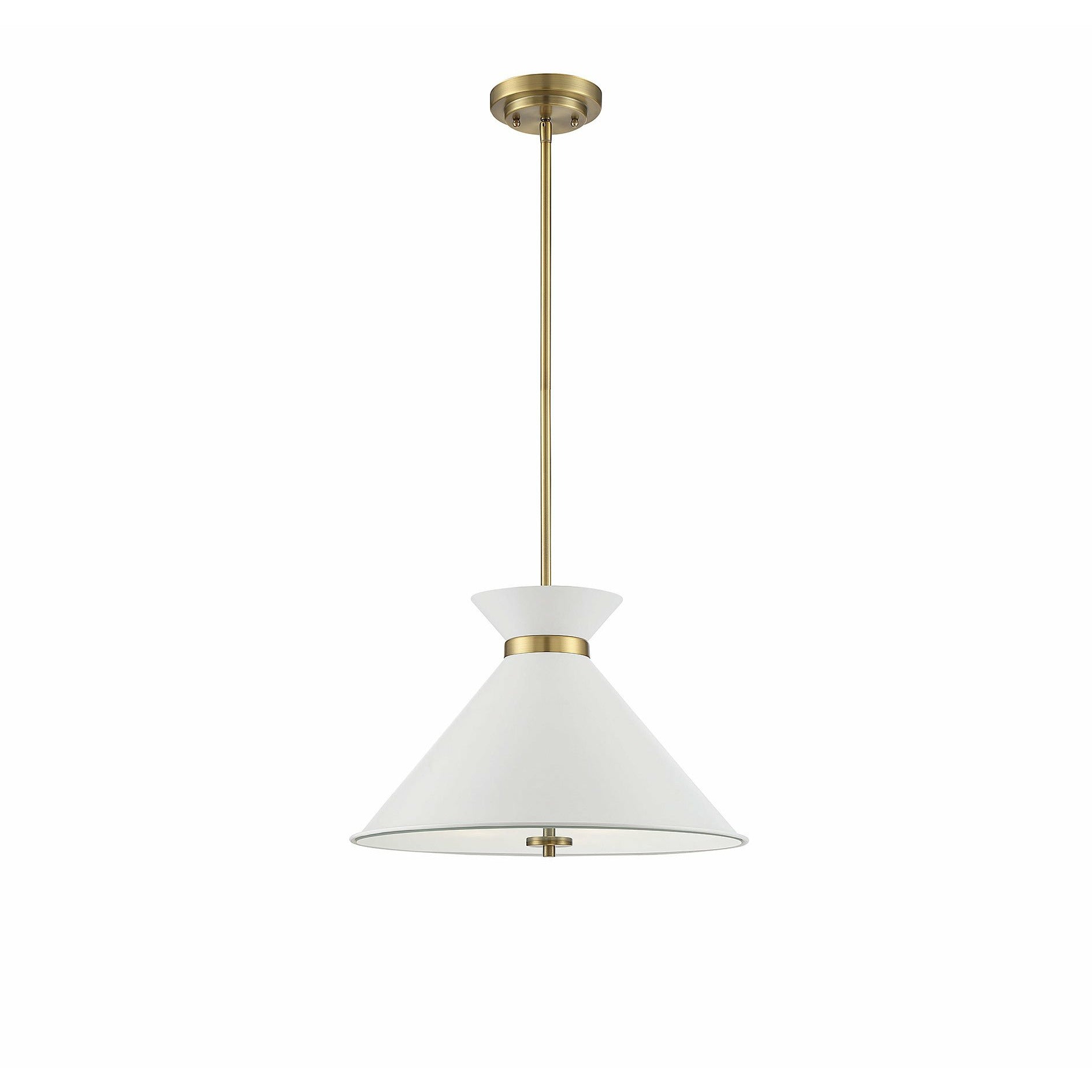 Lamar Pendant White with Brass Accents