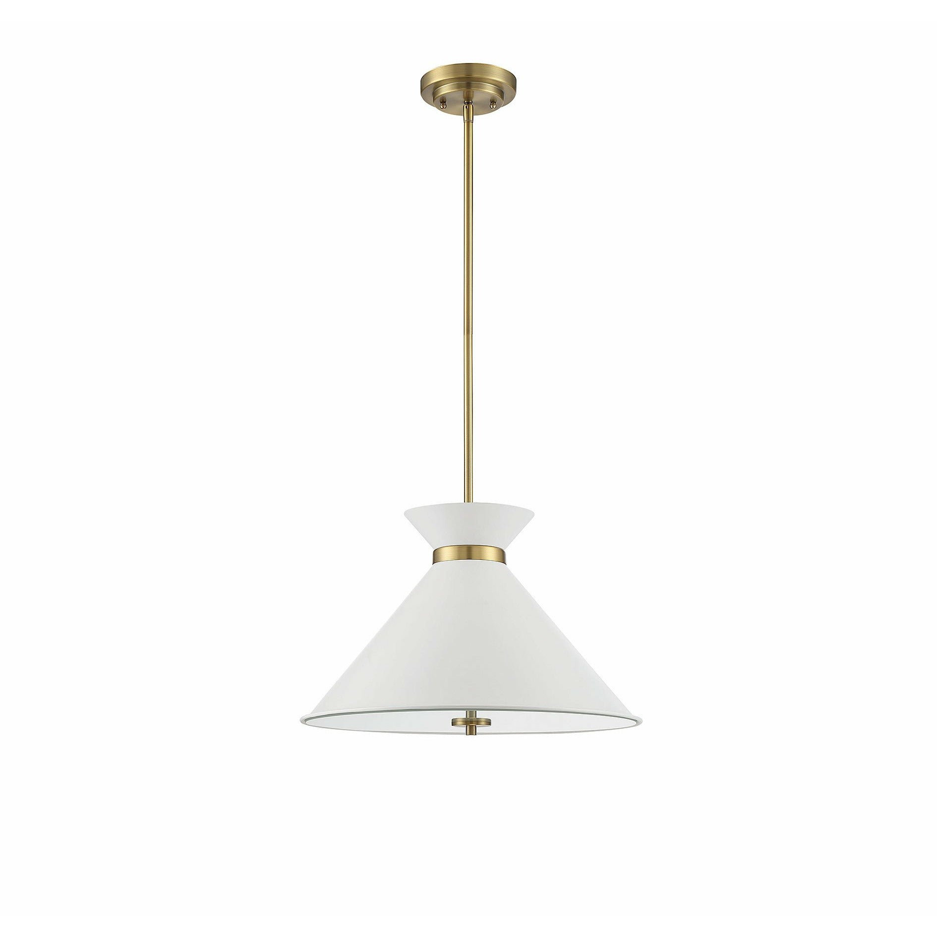 Lamar Pendant White with Brass Accents