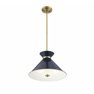 Lamar Pendant Navy Blue with Brass Accents