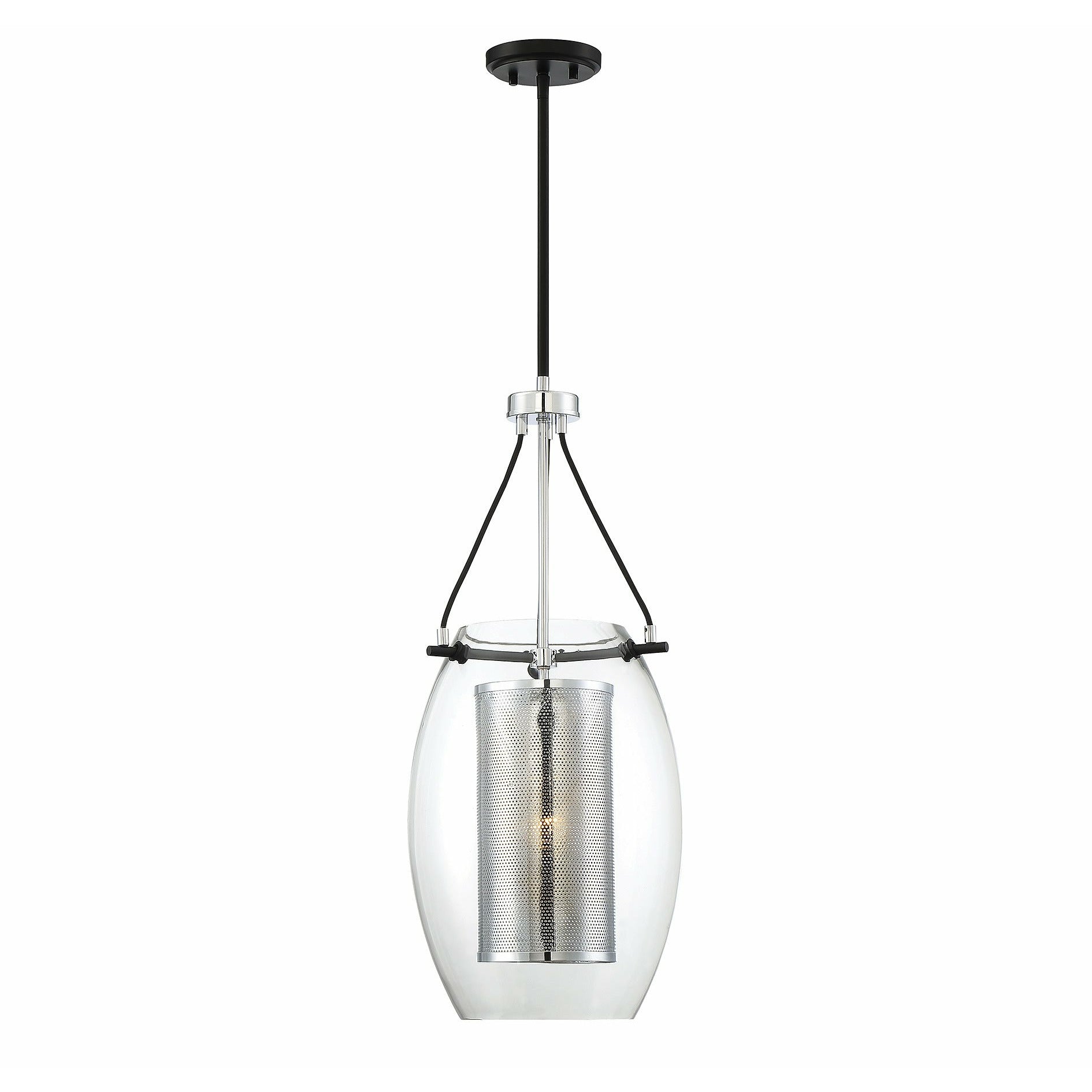 Dunbar Pendant Matte Black w/ Polished Chrome Accents