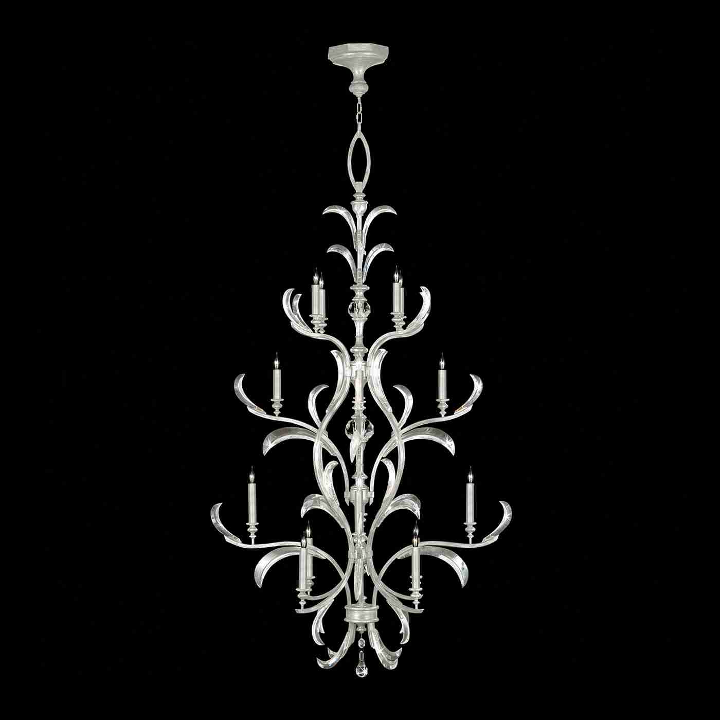 Beveled Arcs Chandelier Silver Leaf