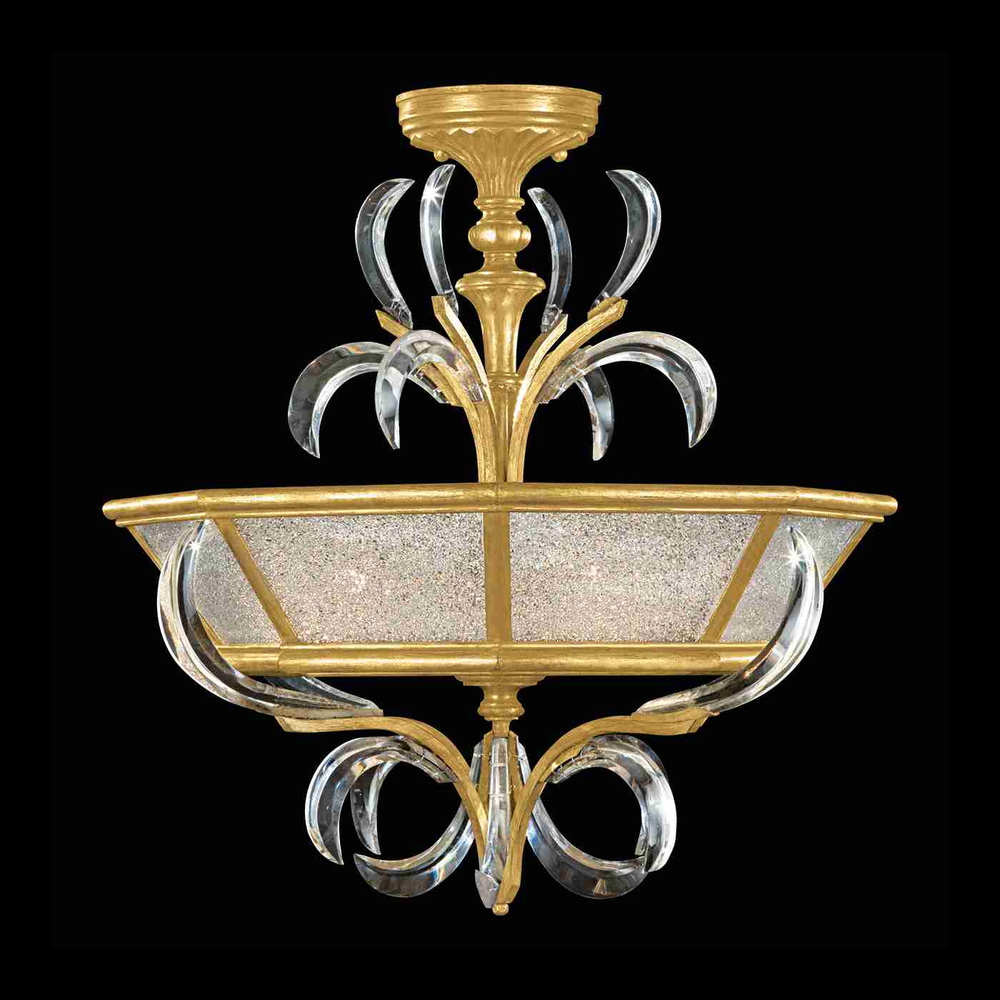 Beveled Arcs Semi Flush Mount Gold Leaf