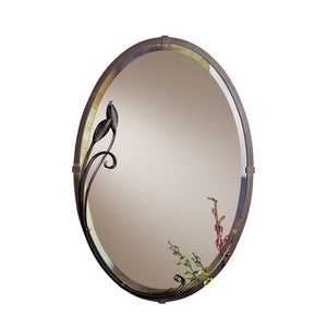 Beveled Oval Mirror With Leaf Home-Decor Bronze (05)