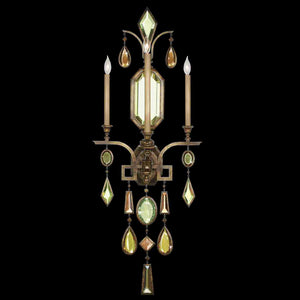 Encased Gems Sconce Bronze with Multi-Colored Gems
