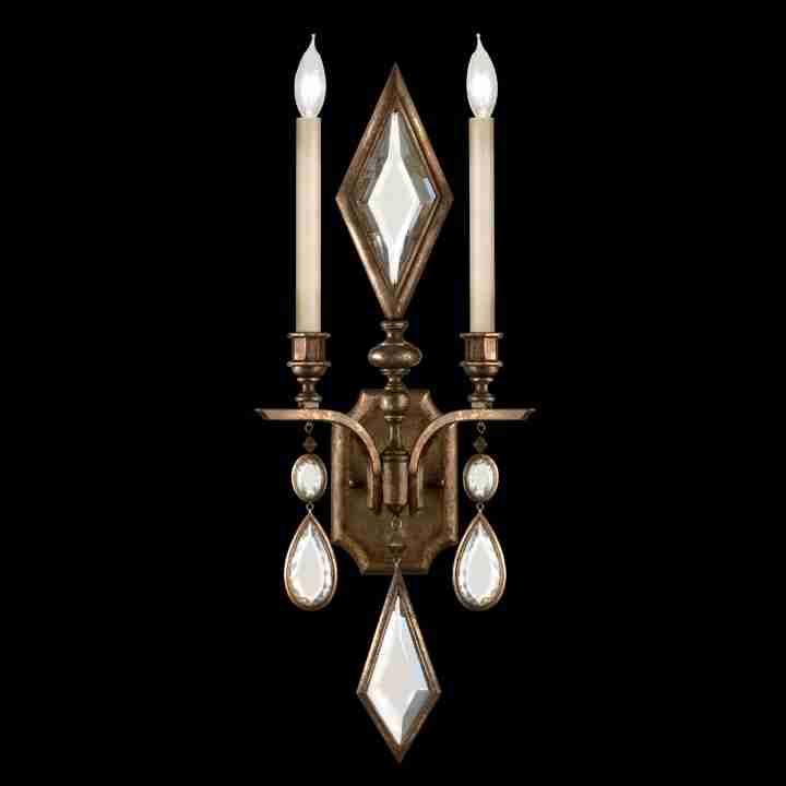 Encased Gems Sconce Bronze with Clear Gems