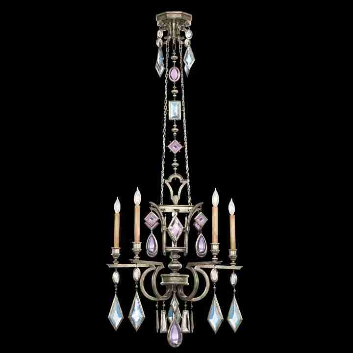 Encased Gems Chandelier Silver with Multi-Colored Gems
