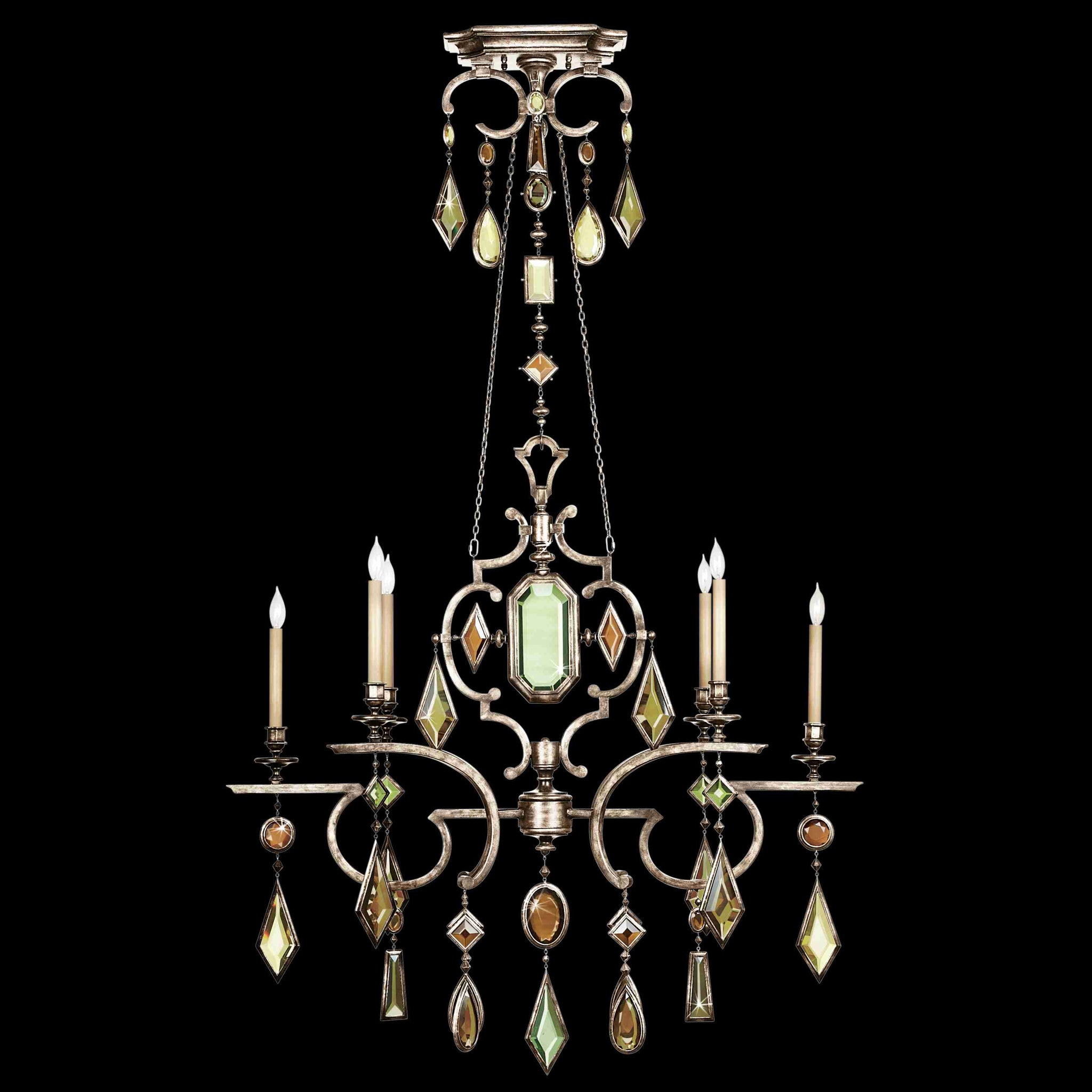Encased Gems Chandelier Silver with Multi-Colored Gems