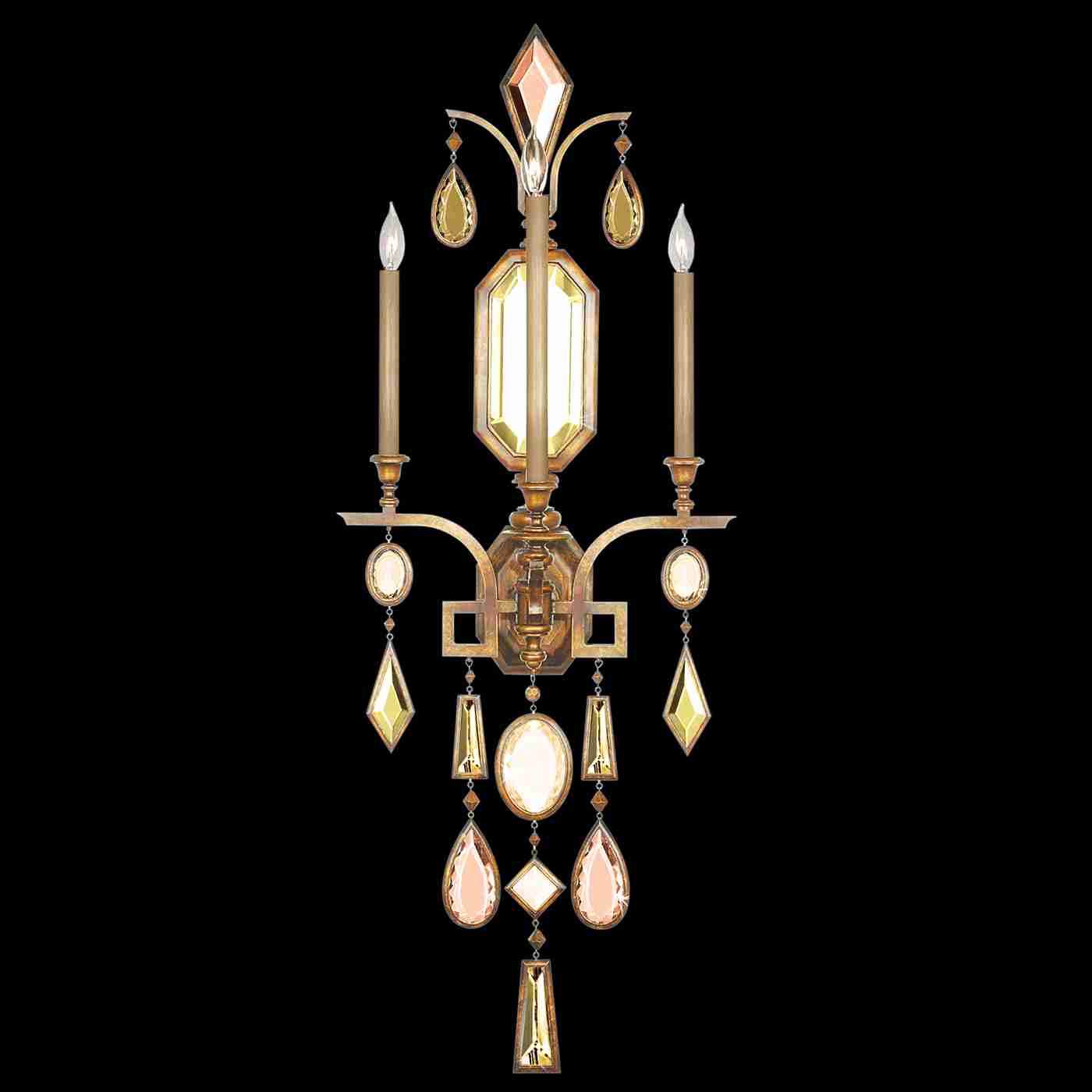 Encased Gems Sconce Gold with Multi-Colored Gems
