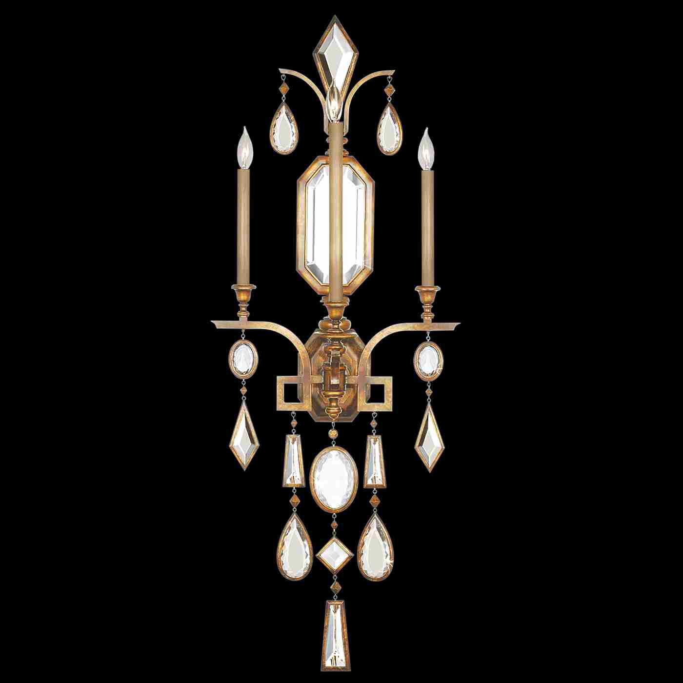 Encased Gems Sconce Gold with Clear Gems