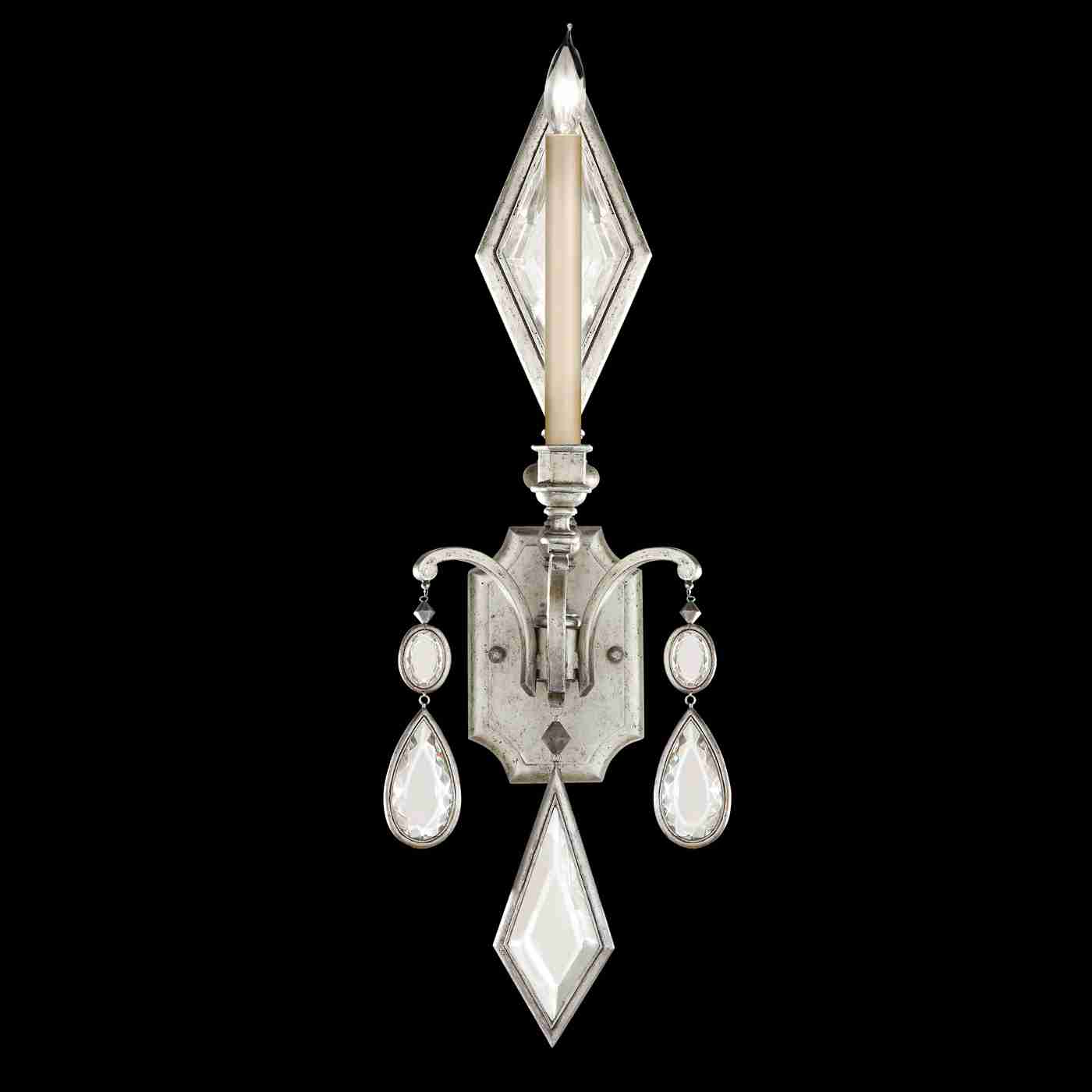 Encased Gems Sconce Silver with Clear Gems